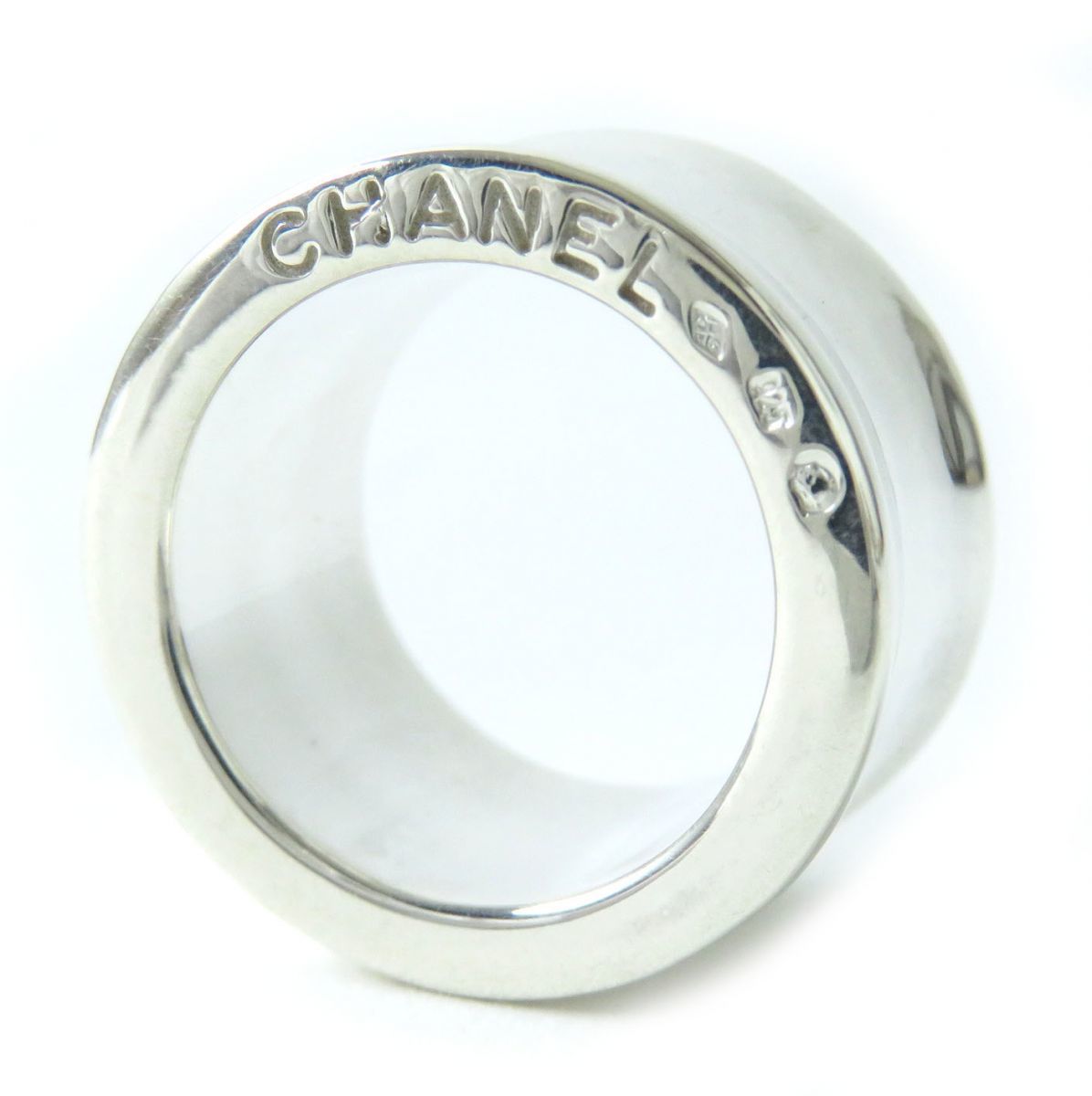 極美品△CHANEL シャネル レディース SV925 ロゴ刻印 ワイド リング/指輪 アクセサリー シルバー 13号 重量:約22.2g シンプル オススメ◎