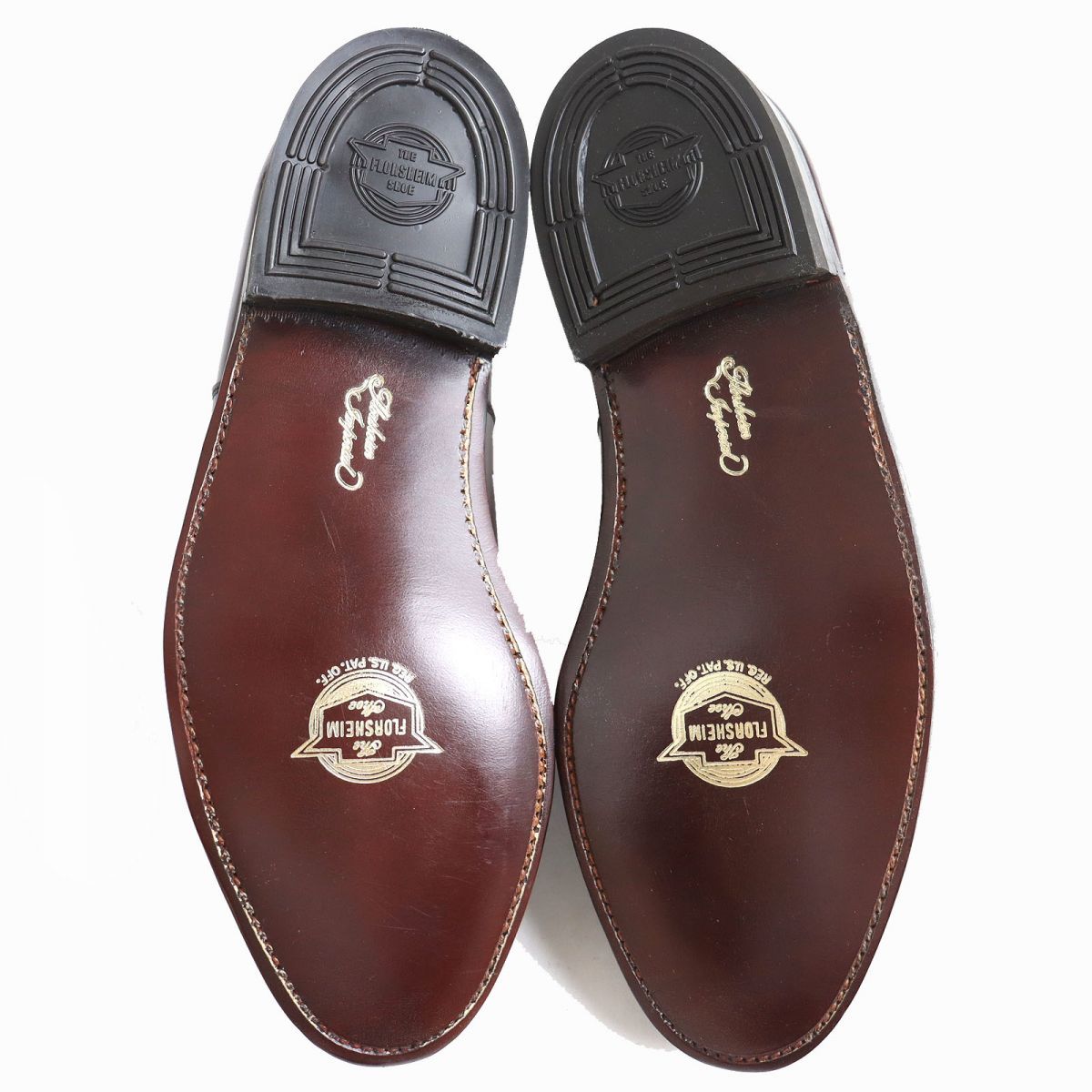 未使用△FLORSHEIM IMPERIAL フローシャイム インペリアル キャップトゥ セミブローグ レザー シューズ 赤茶色系 8 3E メンズ_画像7