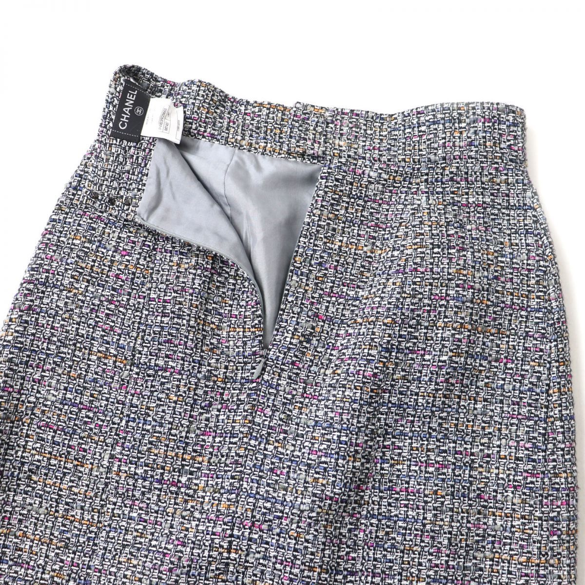  ultimate beautiful goods * regular goods CHANEL Chanel P41038 here plate attaching rhinestone using knee height silk . tweed skirt multi 36 France made 