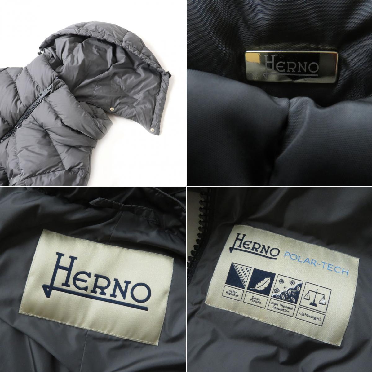  превосходный товар * стандартный товар 2021 год HERNO ад noPI0660D POLAR-TECH Logo металлические принадлежности * с капюшоном ZIP UP пуховик женский серый серый 40 простой *