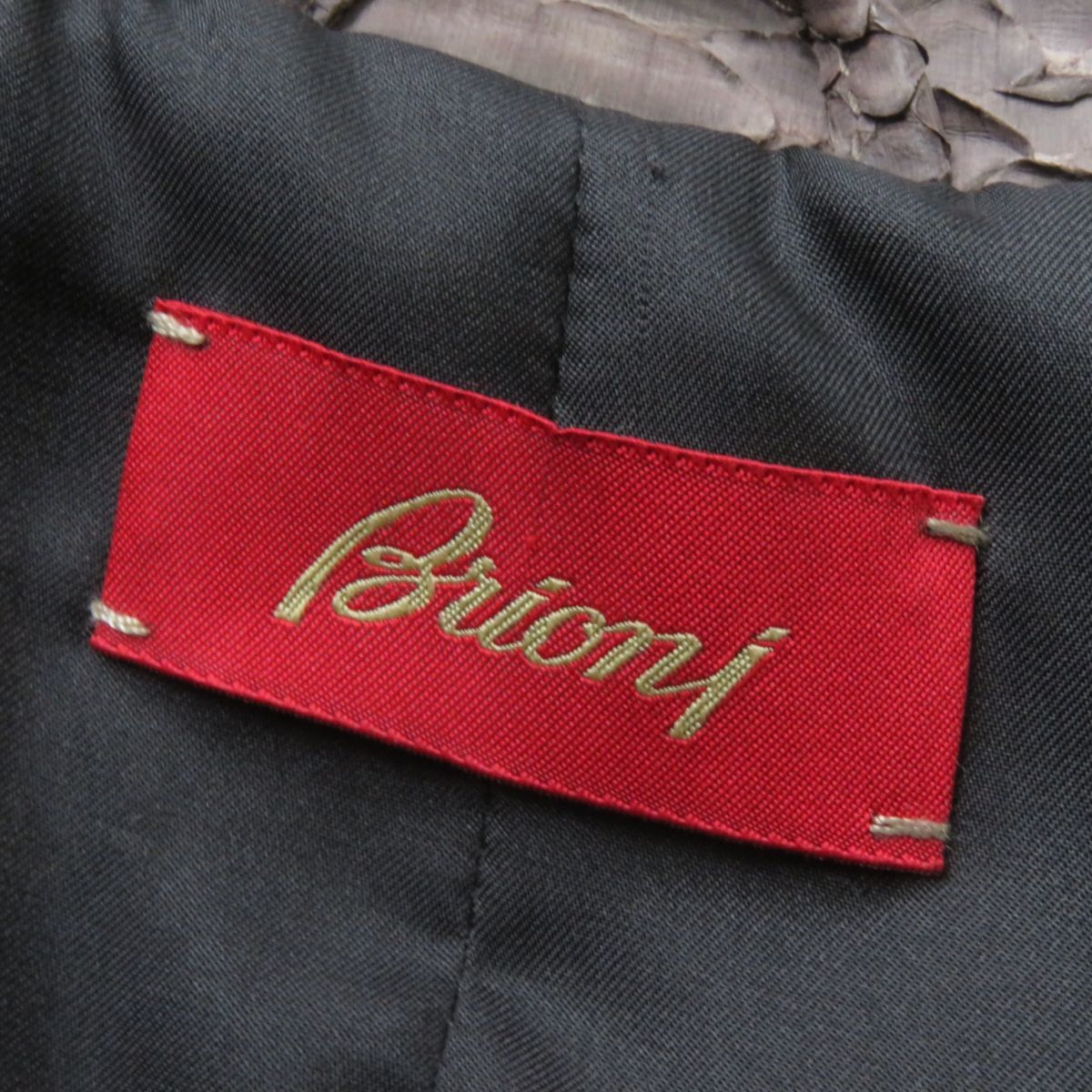  превосходный товар *Brioni Brioni подкладка шелк 100% Layered способ питон кожа одиночный жакет женский Brown 42 Италия производства 