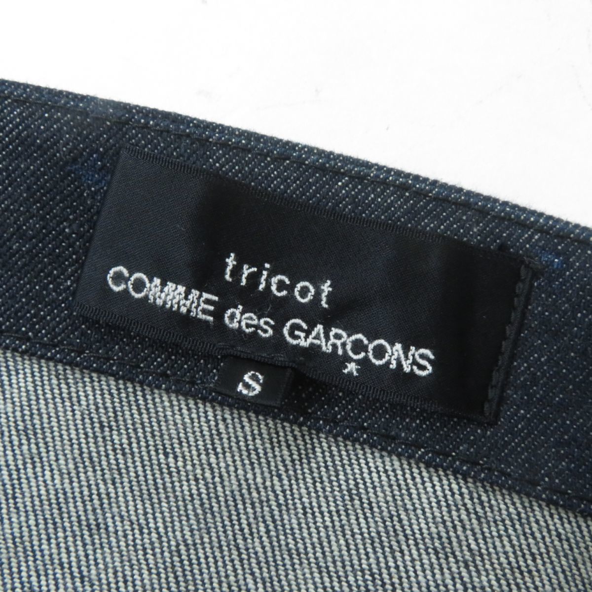 極美品★正規品 tricot COMME des GARCONS トリコ コムデギャルソン TP-O002 クルーネック 半袖 ロング丈 デニムワンピース インディゴ S_画像5