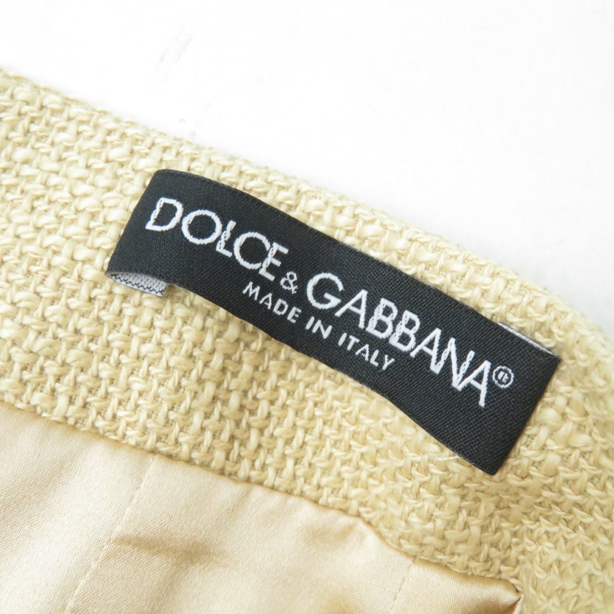 極美品★正規品 黒タグ DOLCE&GABBANA ドルチェ＆ガッバーナ レース使い ひざ丈 スカート レディース ベージュ 38 イタリア製 エレガント◎_画像7