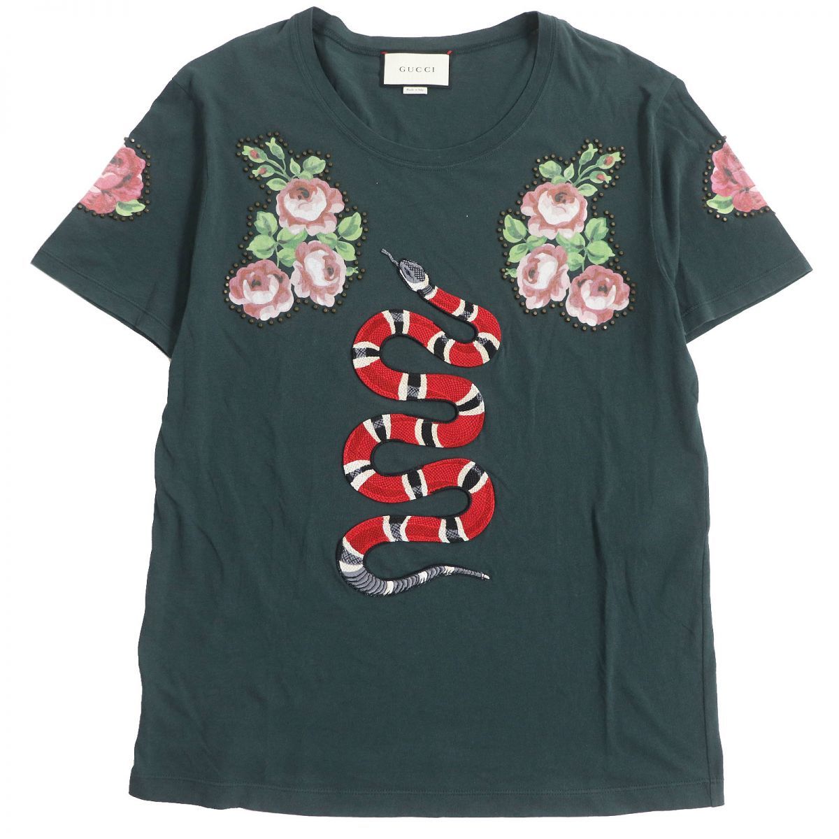 美品□GUCCI/グッチ 432086 スネーク刺繍 フラワープリント 美品□GUCCI/グッチ 432086 スネーク刺繍 フラワープリント