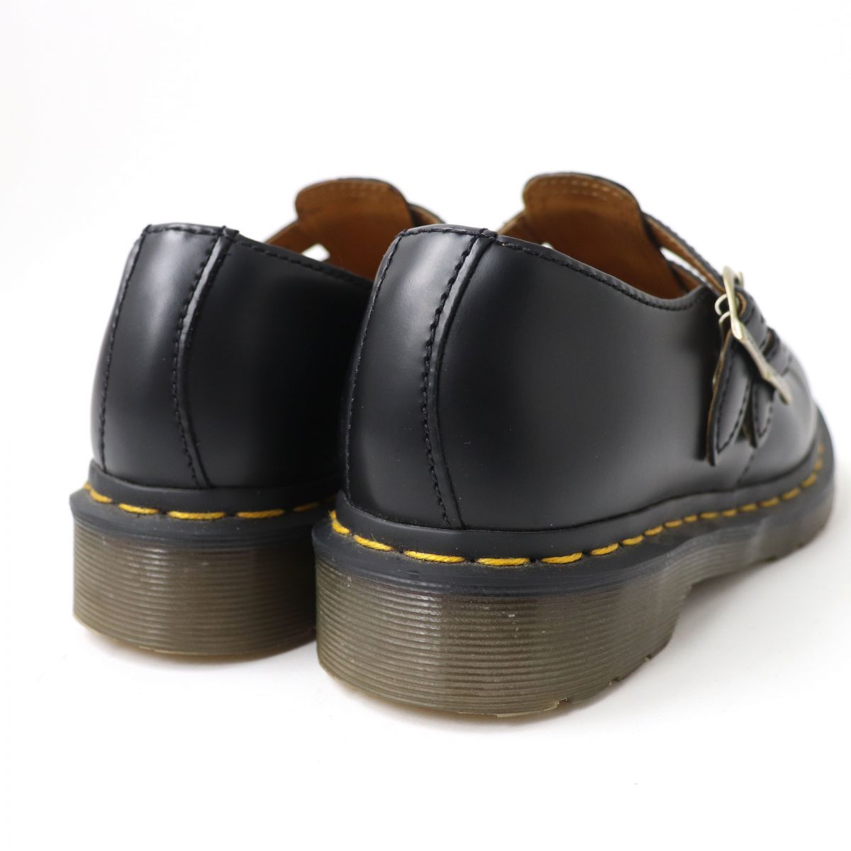 極美品☆Dr.Martens ドクターマーチン 12916 メリージェーン ダブルストラップ イエローステッチ レザーシューズ ブラック レディース UK5_画像2