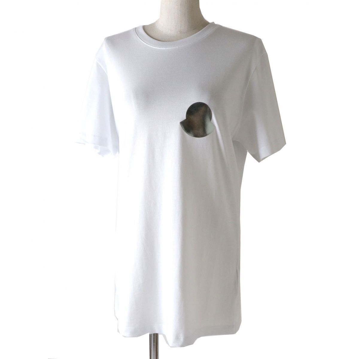 未使用品◎正規品 2020年 モンクレール レディース 胸ロゴ コットン100％ Tシャツ／半袖カットソー ホワイト 白 サイズM タグ付き_画像1
