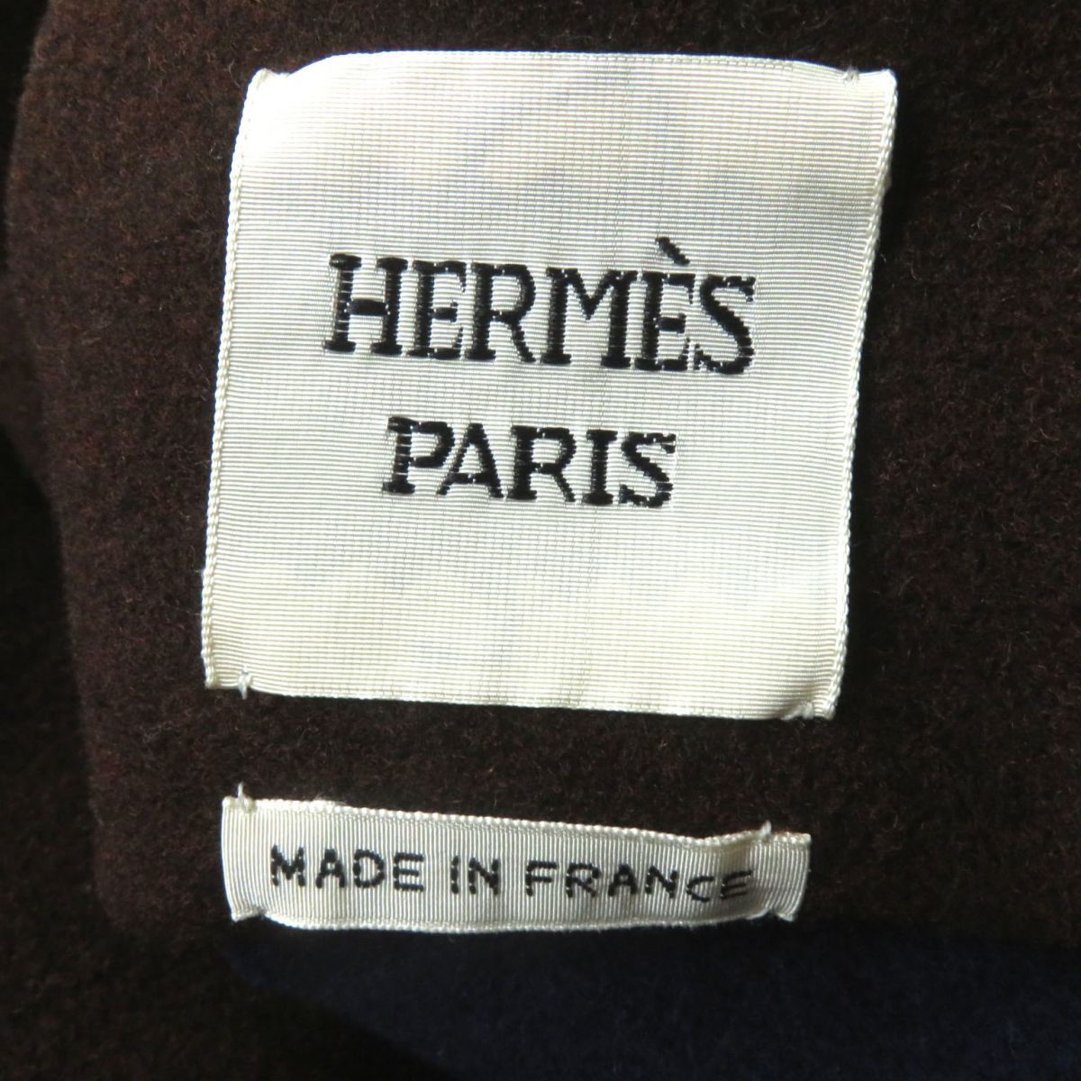 極美品◎正規品 フランス製 HERMES エルメス レディース コクーンシルエット カシミヤ混 リバーシブル ダブルフェイスコート 紺×茶 40_画像7