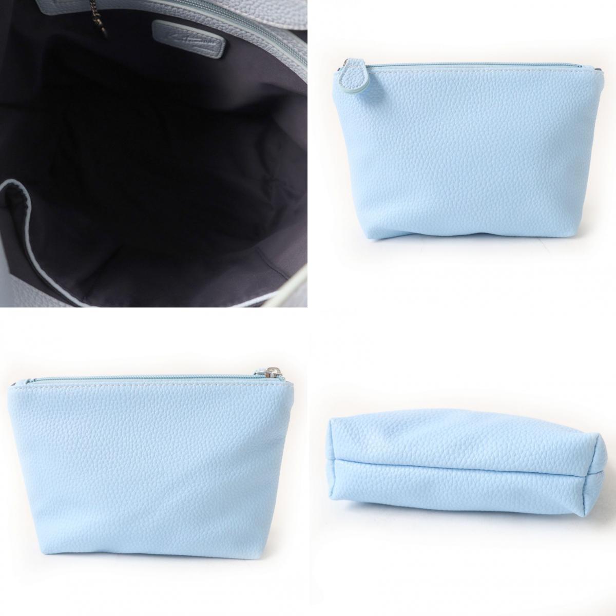  превосходный товар *Kitamura Kitamura сумка имеется K Logo печать ввод дизайн все кожа 2WAY ручная сумочка / сумка на плечо голубой женский 