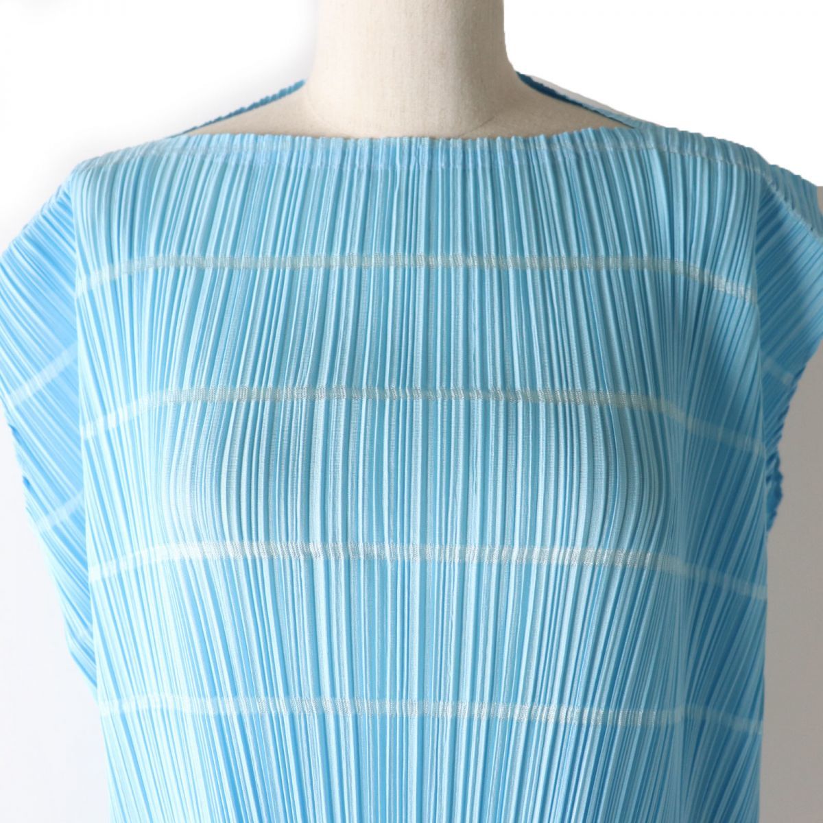  ultimate beautiful goods * regular goods PLEATS PLEASE pleat pulley z Issey Miyake 17SS PP71-JH585 boat neck One-piece light blue 2 made in Japan 