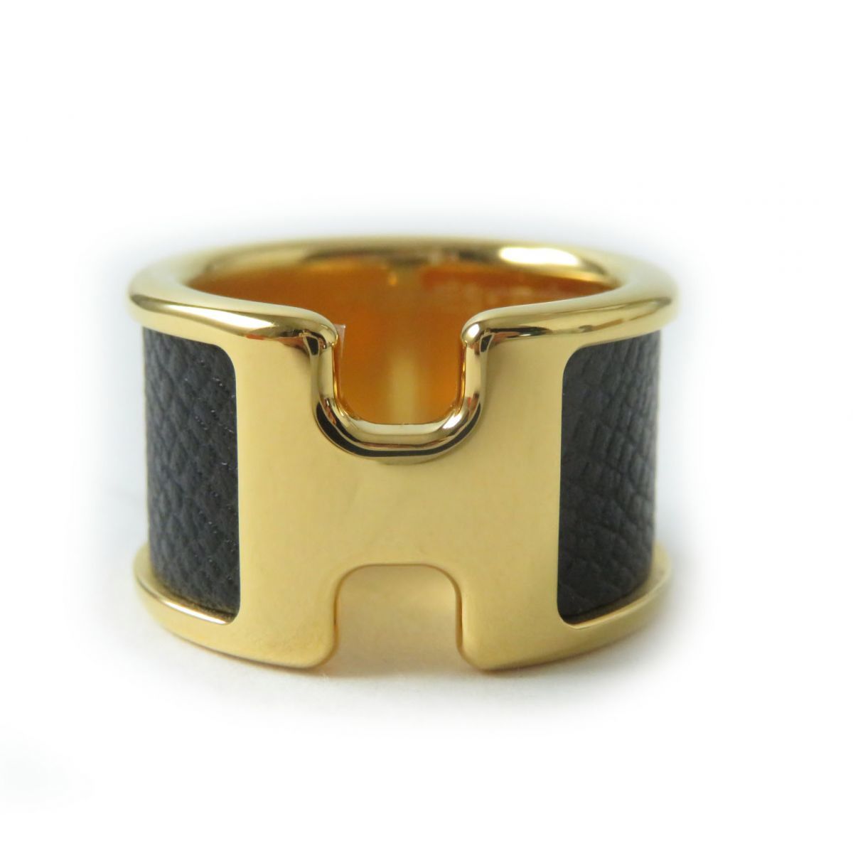 ５５％以上節約 未使用品◎正規品 （10号）箱・保管袋付き XS ゴールド×ブラック SS×レザー リング／指輪 GM オランプ エルメス HERMES フランス製 指輪
