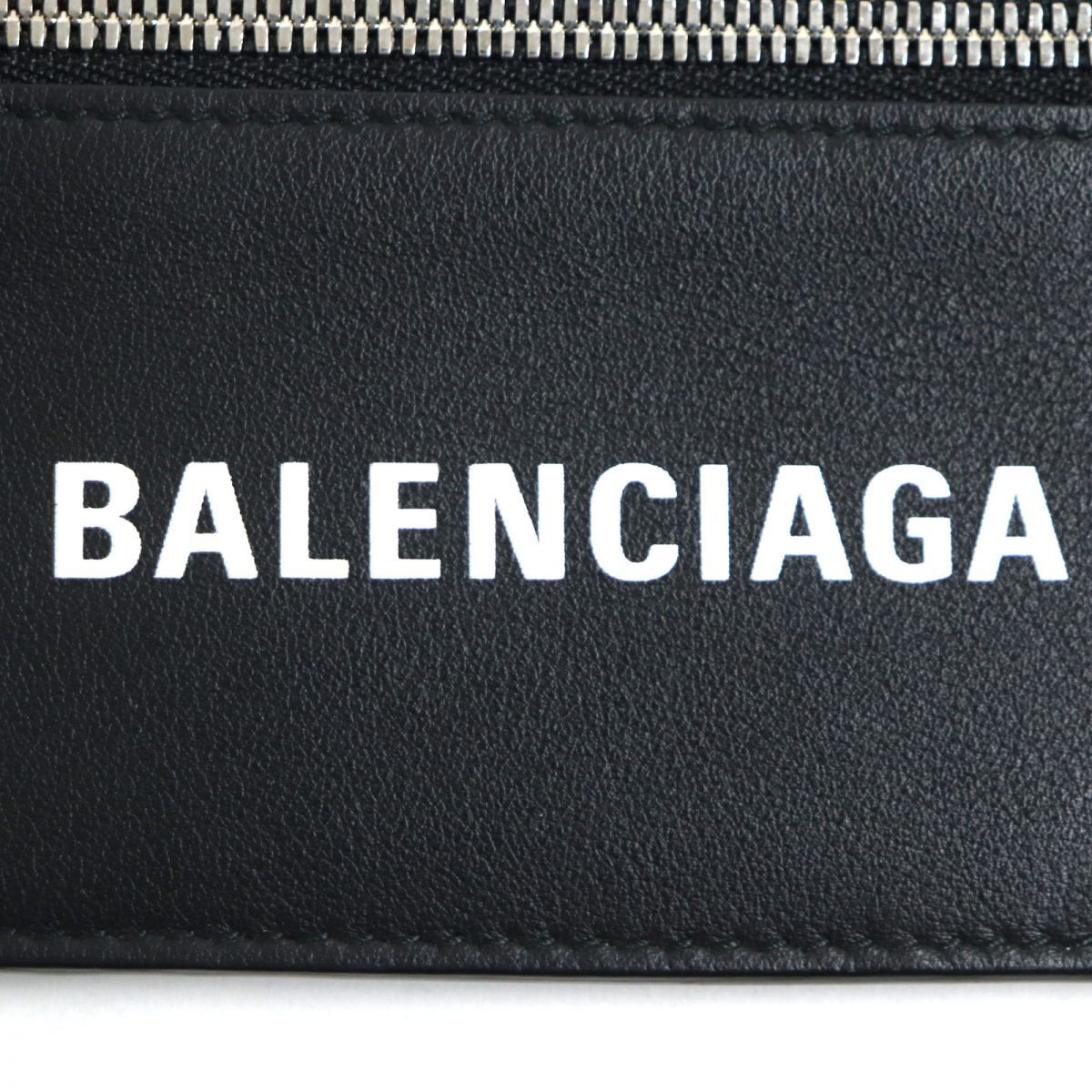  ultimate beautiful goods V Balenciaga 501651 with logo leather coin perth / card-case / pass case black × white men's made in Italy box * storage bag attaching 