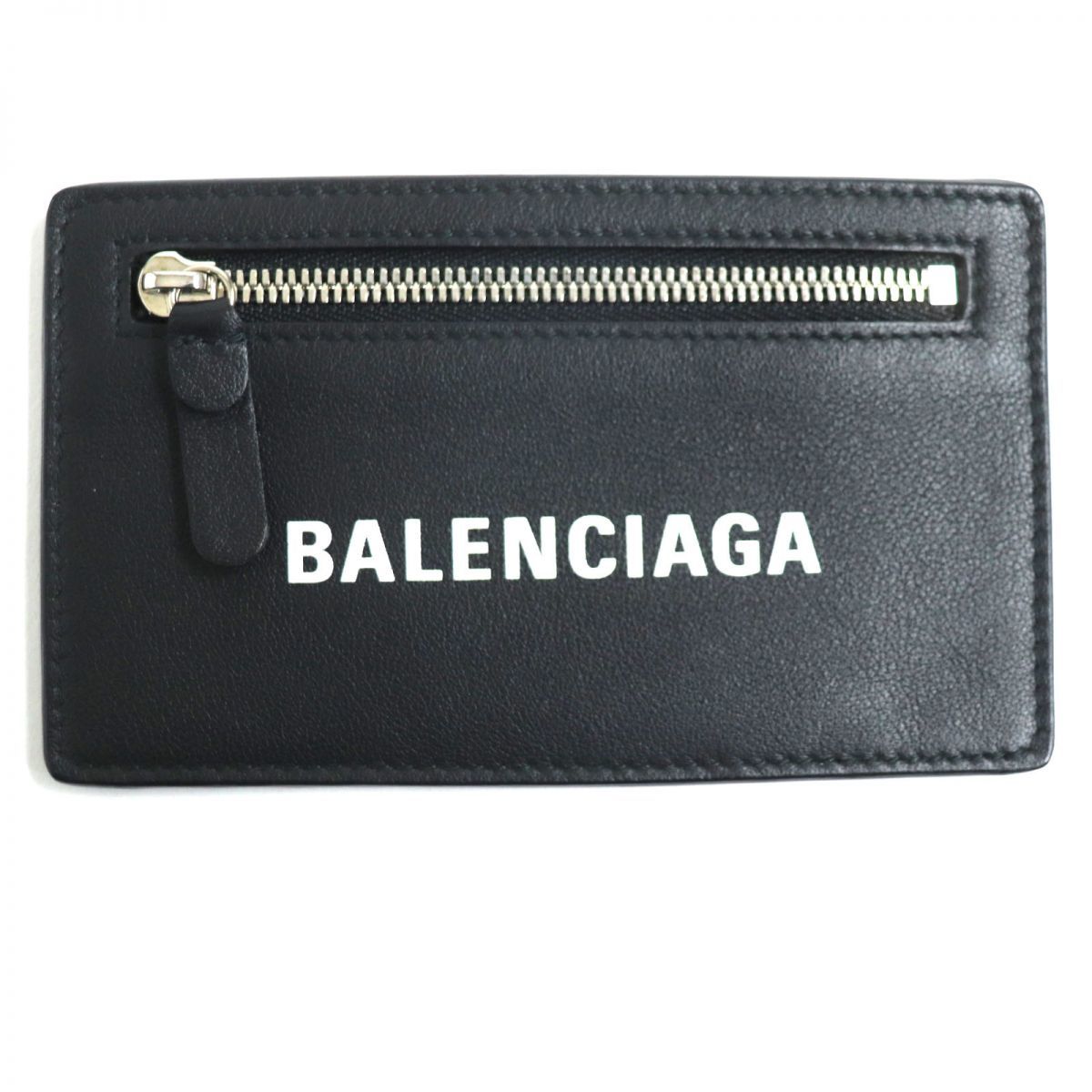  ultimate beautiful goods V Balenciaga 501651 with logo leather coin perth / card-case / pass case black × white men's made in Italy box * storage bag attaching 