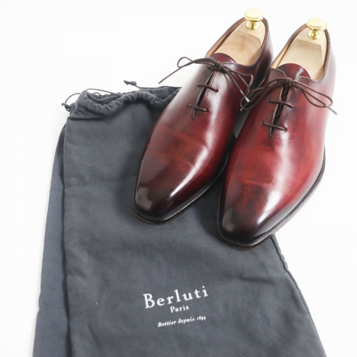  beautiful goods *Berluti/ Berluti oruga period Alessandro hole cut leather race up dress shoes red group 8 storage bag attaching men's 