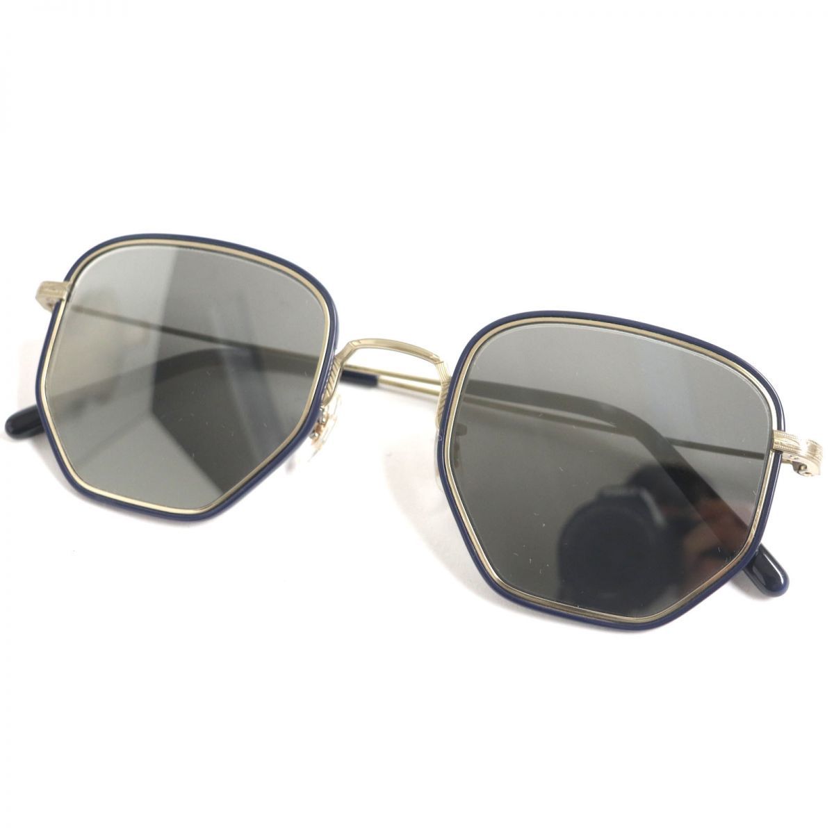 未使用品▼OLIVER PEOPLES オリバーピープルズ OV1233ST ALLAND ミラーレンズ サングラス 紺×ゴールド 50□23 145 日本製 ケース付き