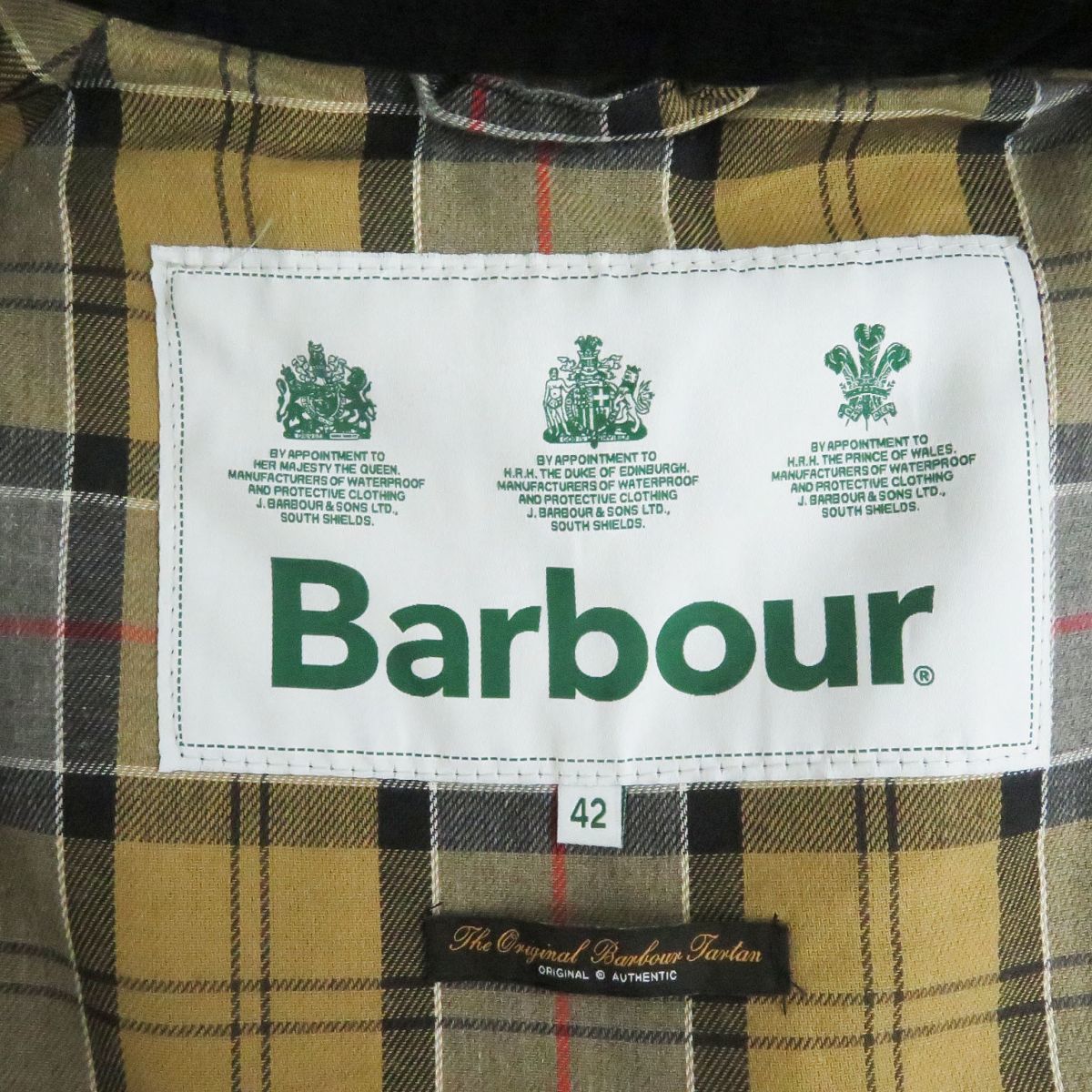 美品□Barbour/バブアー 1902192 襟元コーデュロイ NEW BURGHLEY JACKET WZIP ニューバーレージャケット/ロングコート ネイビー 42 正規品_画像7