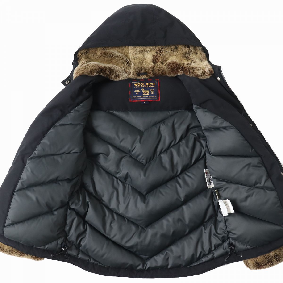 良品△WOOLRICH ウールリッチ BOULDER JACKET ラビットファー付き ダウンジャケット レディース ブラック M 毛皮 冬物 オススメ◎_画像4