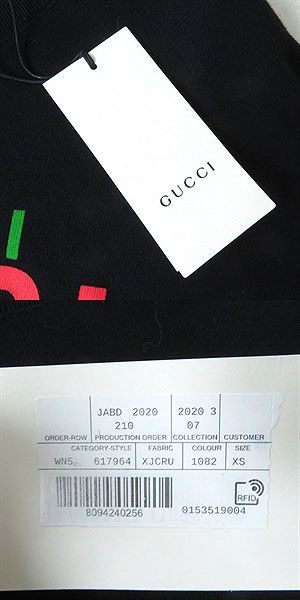  не использовался ^ стандартный товар 2020 год GUCCI Gucci 617964 кошка вышивка с логотипом вырез лодочкой футболка большой размер женский черный XS сделано в Италии 