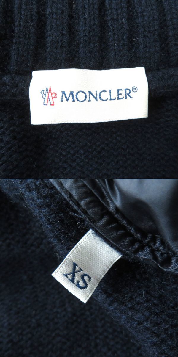 美品△正規品 MONCLER モンクレール 2019年 MAGLIONE TRICOT CARDIGAN ロゴワッペン付き ニット切り替え ダウンジャケット ネイビー XS_画像8