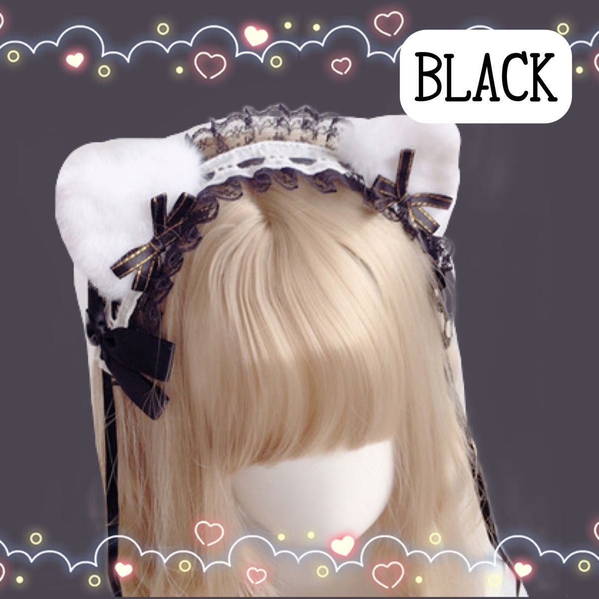 猫耳 ねこみみ ヘッドドレス 髪飾り コスプレ ハロウィン クリスマス ブラック　黒_画像1