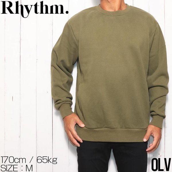 【送料無料】クルーネック トレーナー スウェット Rhythm リズム CLASSIC FLEECE CREW CL22M-FL02　OLV　　X Lサイズ