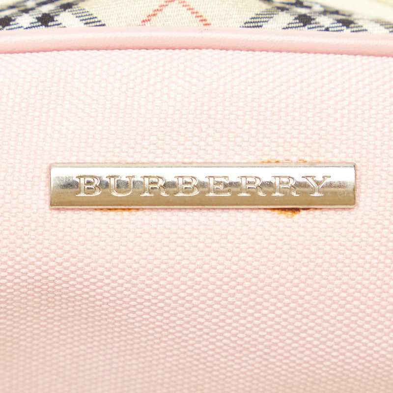 バーバリー ノバチェック ポーチ ピンク ベージュ キャンバス レディース BURBERRY 【中古】_画像7