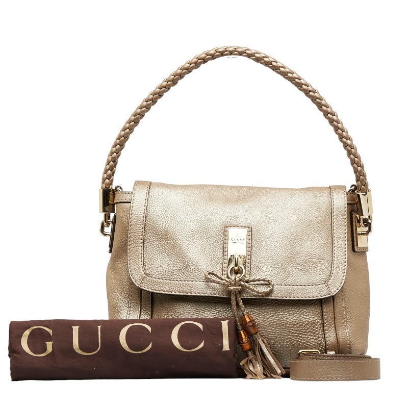 グッチ バンブー ベラ ハンドバッグ ショルダーバッグ 2WAY 282301 ゴールド レザー レディース GUCCI【中古】_画像1