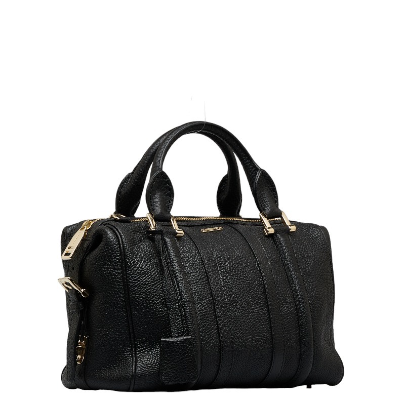  Burberry Logo боковой ремень металлические принадлежности ручная сумочка сумка на плечо 2WAY черный серый n машина f кожа женский BURBERRY [ б/у ]