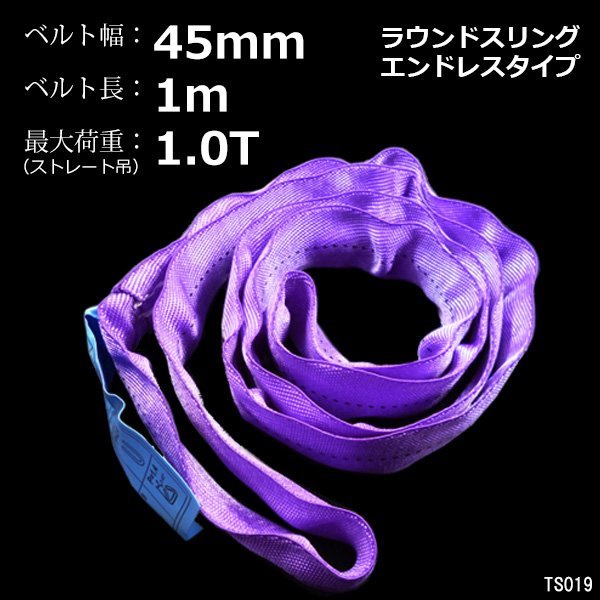 ラウンドスリングベルト エンドレスタイプ 1本 1m 耐荷1000kg 紫/21ш_画像1