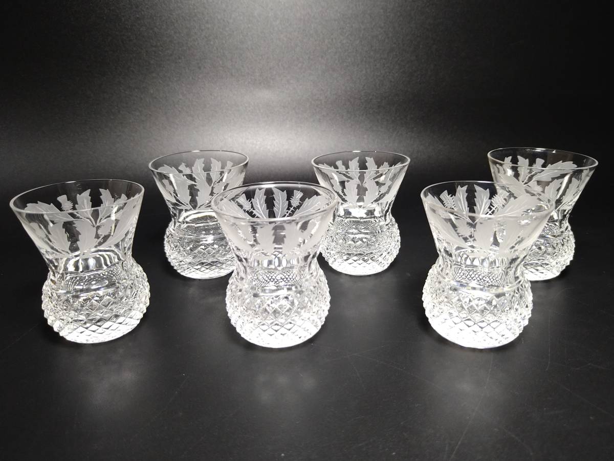 Edinburgh Crystal エジンバラクリスタル ショットグラス　 シスル/ティスル H5cm アザミ装飾 6客セット