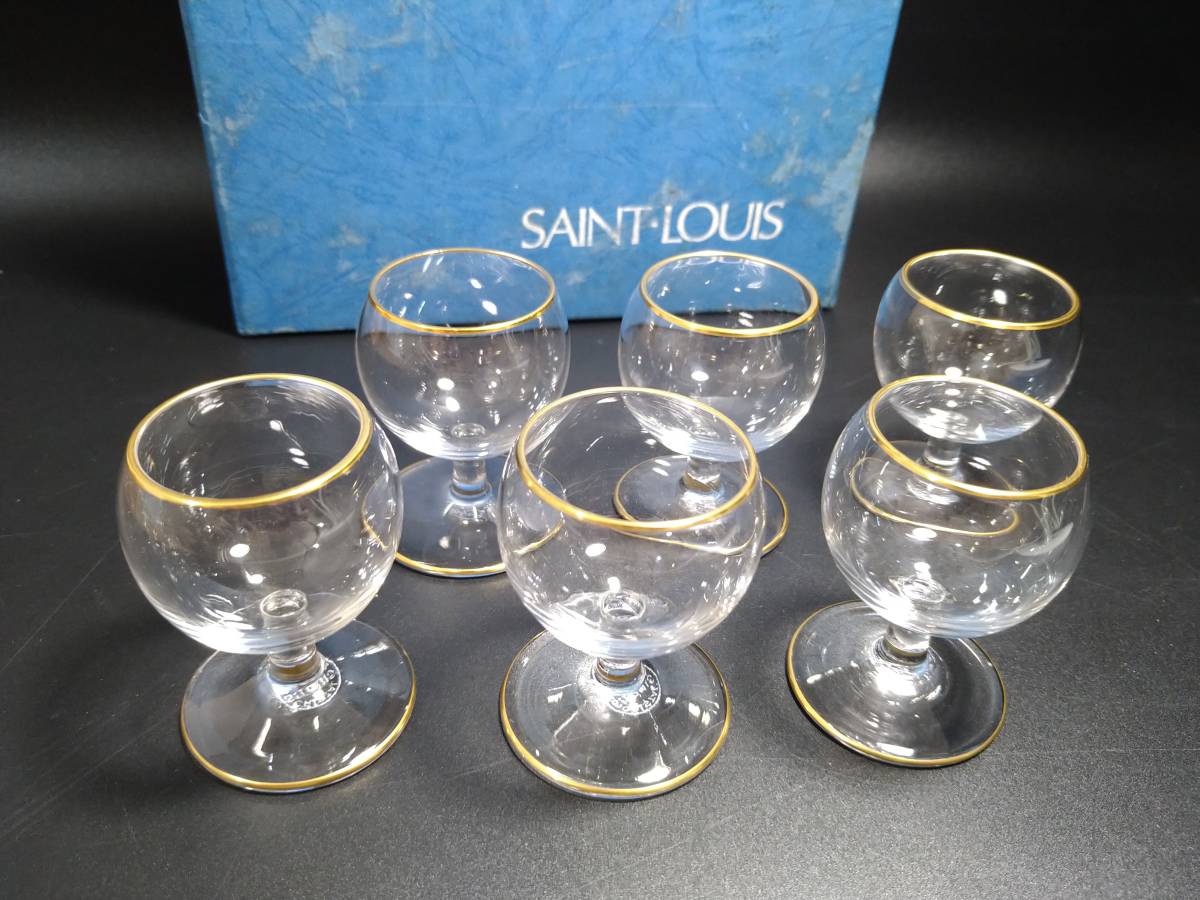 【超特価sale開催】 金縁 クリスタル フランス St.Louis/サンルイ 金彩 6客セット グラス クリスタルガラス
