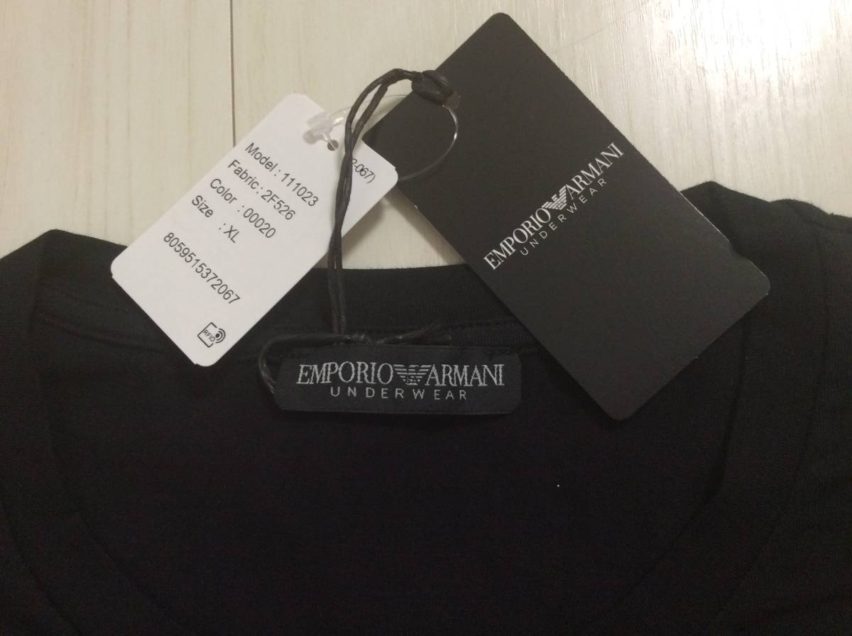 【新品未使用】 定価10780円 EMPORIO ARMANI エンポリオアルマーニ ロングTシャツ XL ブラック アンダーウェア スリムフィット ロンT 黒_画像6