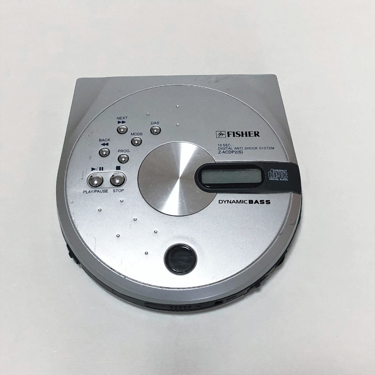 FISHER CD プレーヤー　Z-ACDP2(S)/am-K-28-4582-.4/本体/通電確認済み/安い/レア/高音質/ポータブルCDプレーヤー/シルバー/重低音回路搭載