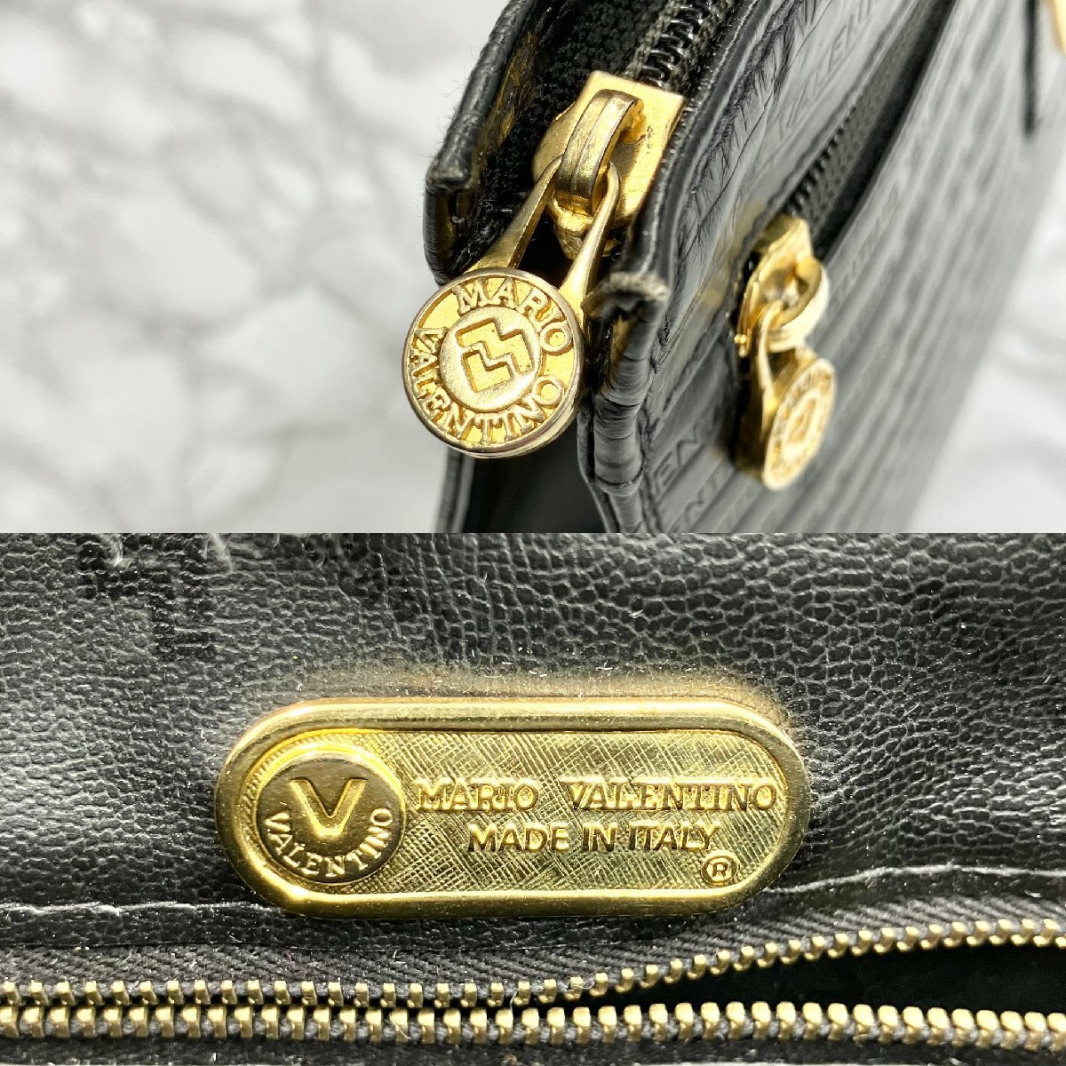 【美品】VALENTINO ヴァレンティノ クラッチバッグ セカンドバッグバッグ bag 鞄 メンズ レディース ゴールド金具 ブラック レザーバッグ_画像7