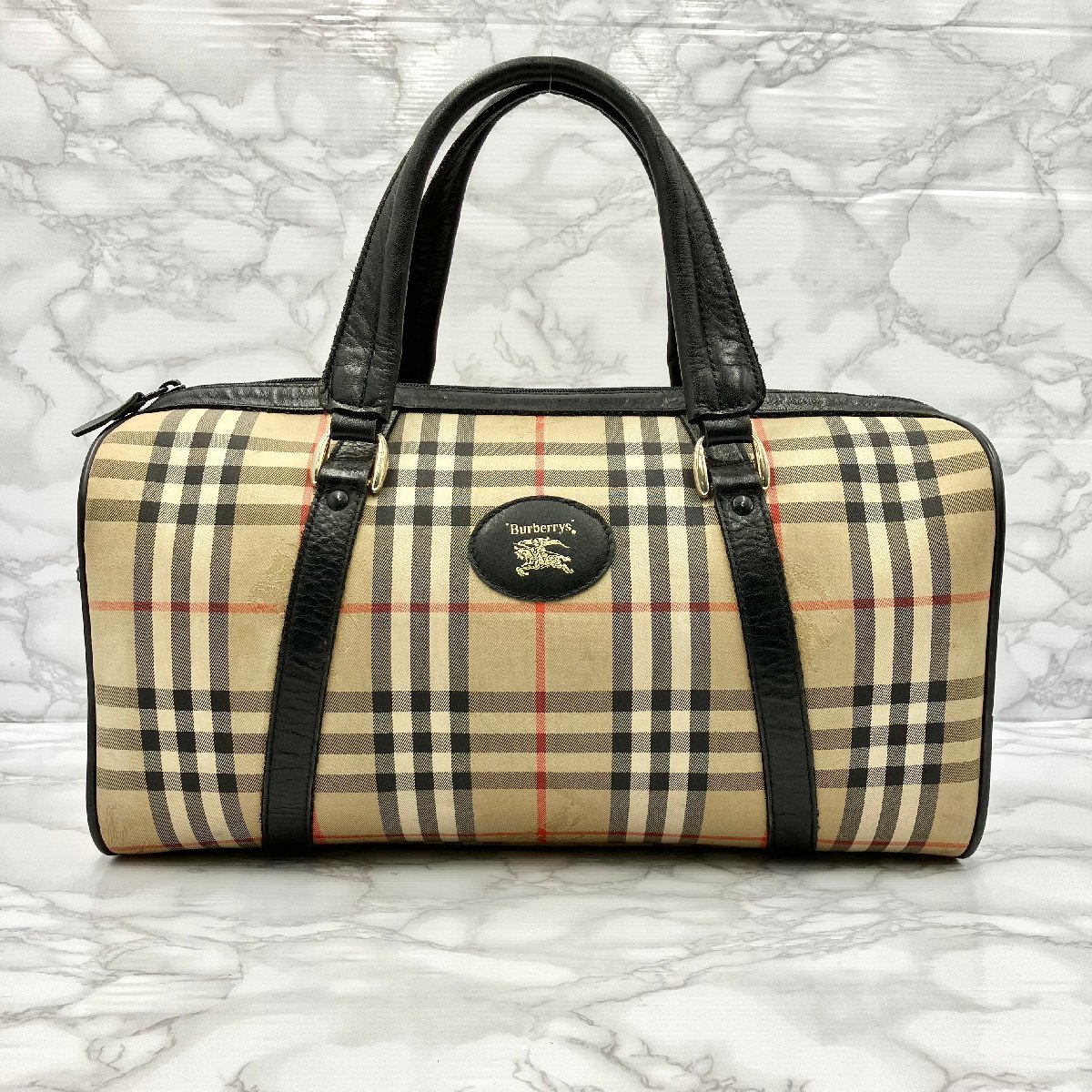 良品】BURBERRY バーバリー ミニ ボストンバッグ ノバチェック