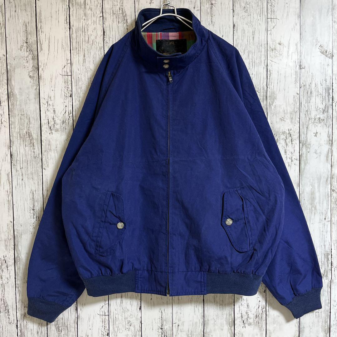 90's Eddie Bauer エディーバウアー G9 ハリントンジャケット ドリズラー スイングトップ 黒タグ 山タグ XL 紺 ネイビー 古着 HTK1953