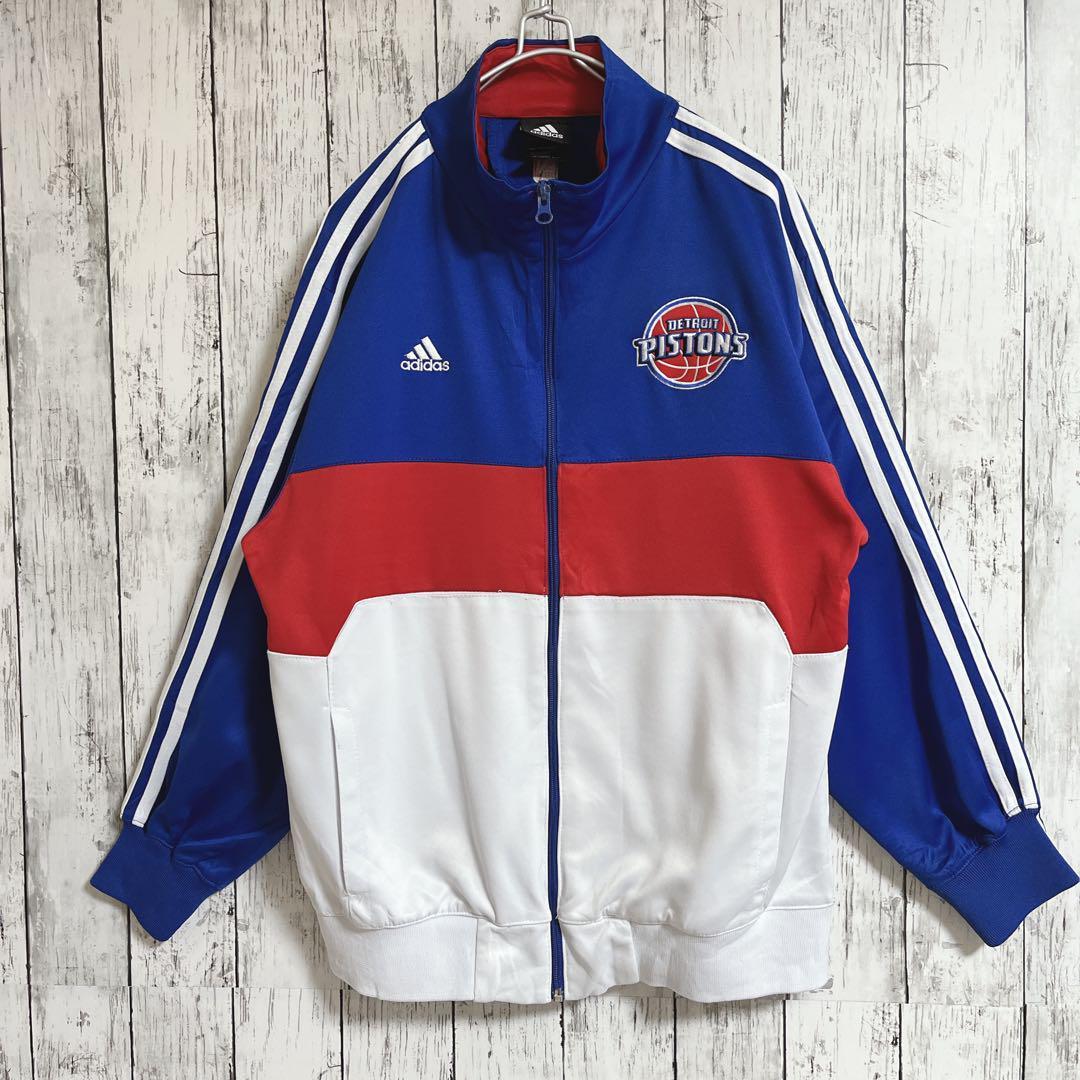 adidas アディダス NBA DETROIT PISTONS トラックジャケット ジャージ M チームロゴ ワンポイント 刺繍パフォーマンスロゴ HTK2315