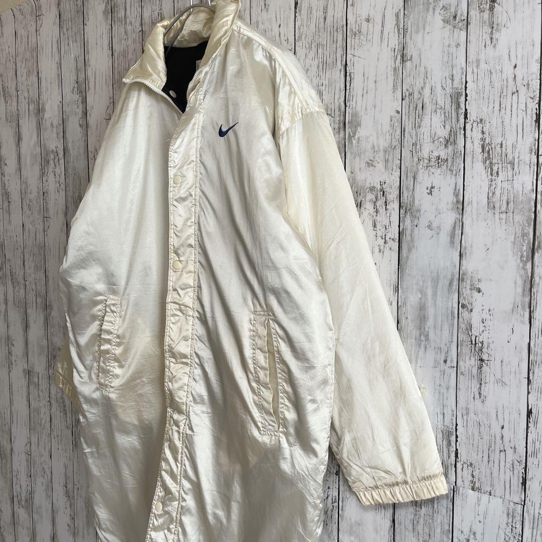 90's NIKE ナイキ 中綿 ベンチコート ホワイトゴールド L ワン 90's NIKE ナイキ 中綿 ベンチコート ホワイトゴールド L ワン