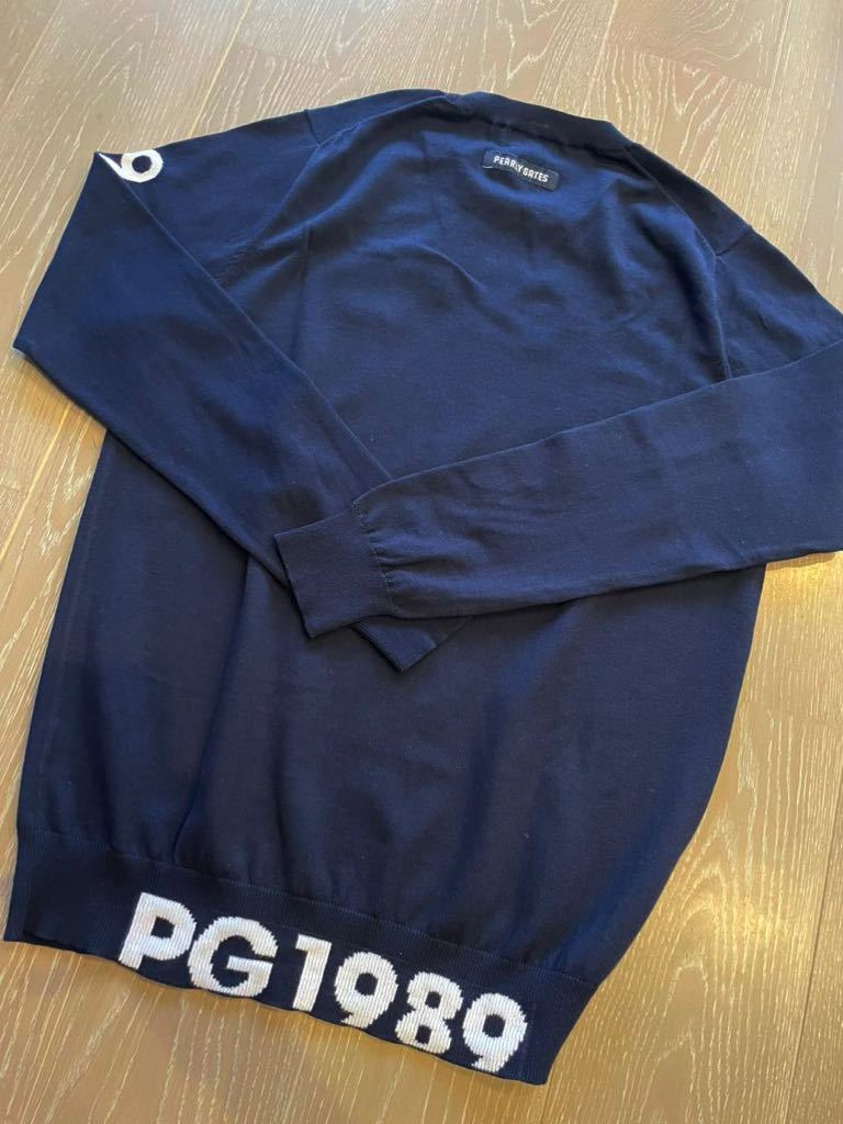 パーリーゲイツ PEARLYGATES クルーネックセーター 新品 サイズ5 紺色 ネイビー_画像3