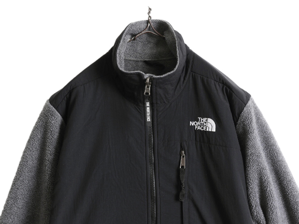 ノースフェイス デナリ ジャケット レディース S / 古着 The North Face アウトドア フリース ナイロン ブルゾン ジャンパー 2トーン 黒 灰_画像2