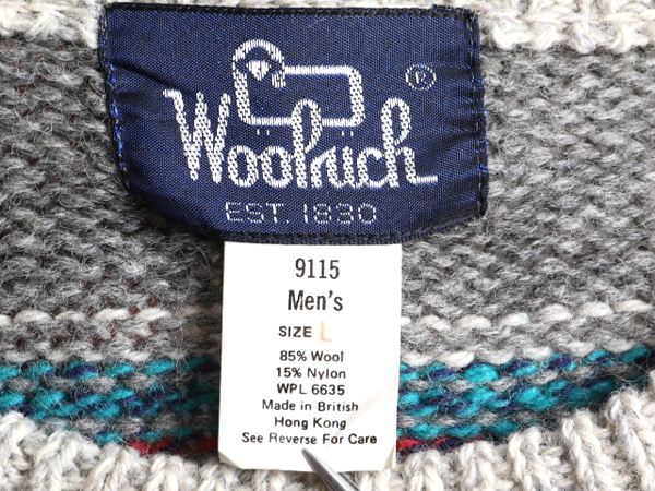 80s ウールリッチ ノルディック ウール ニット セーター メンズ L / 古着 80年代 ヴィンテージ Woolrich 紺タグ バーズアイ フェアアイル_画像5