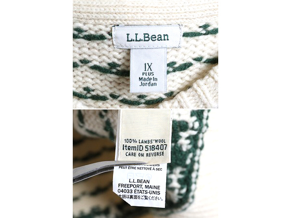 エルエルビーン ノルディック 絵柄 ラム ウール ニット セーター レディース XL / 古着 LLBEAN 犬 ビーンブーツ バーズアイ 大きいサイズ エルエルビーンノルディック絵柄ラムウールニットセーター