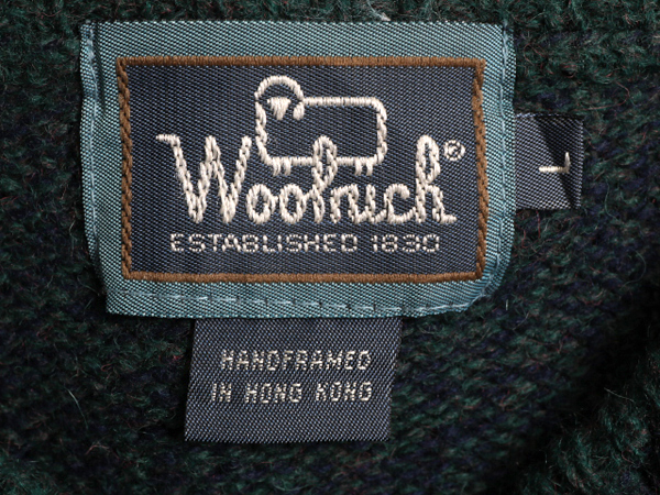 90s ウールリッチ ウール ニット セーター メンズ L 古着 90年代 オールド Woolrich ミックス クルーネック 長袖ニット グリーン ネイビー_画像4