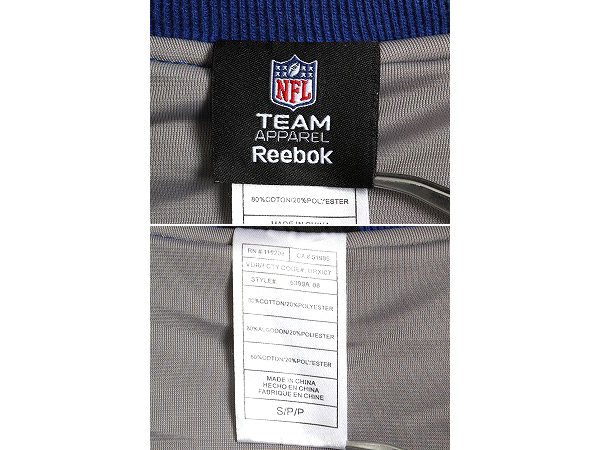 リーボック NFL オフィシャル ニューヨーク ジャイアンツ 中綿 スウェット スタジアム ジャンパー メンズ S / Reebok スタジャン アメフト_画像6