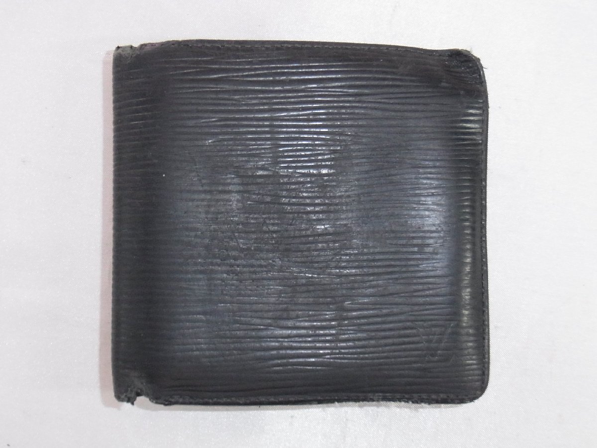 ルイヴィトン LouisVuitton 二つ折りコンパクト財布 ポルトフォイユ・マルコ エピ ノワール（黒） M63652 SP2069 中古品の画像1