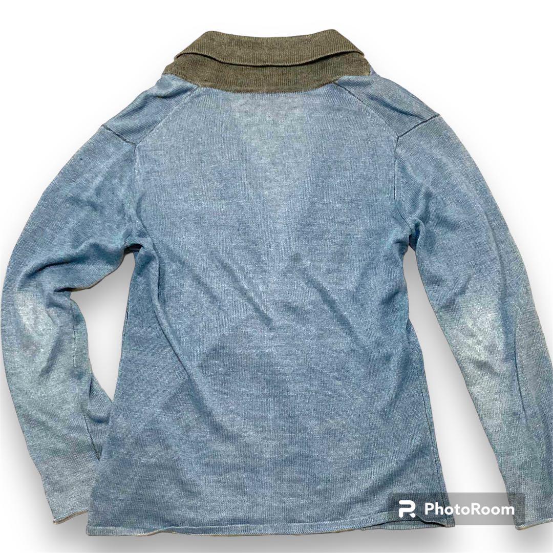 Joseph HOMME ジョセフオム ニット テーラードジャケット 秋冬 ブルー系 L~XL相当 大きいサイズ 50_画像3