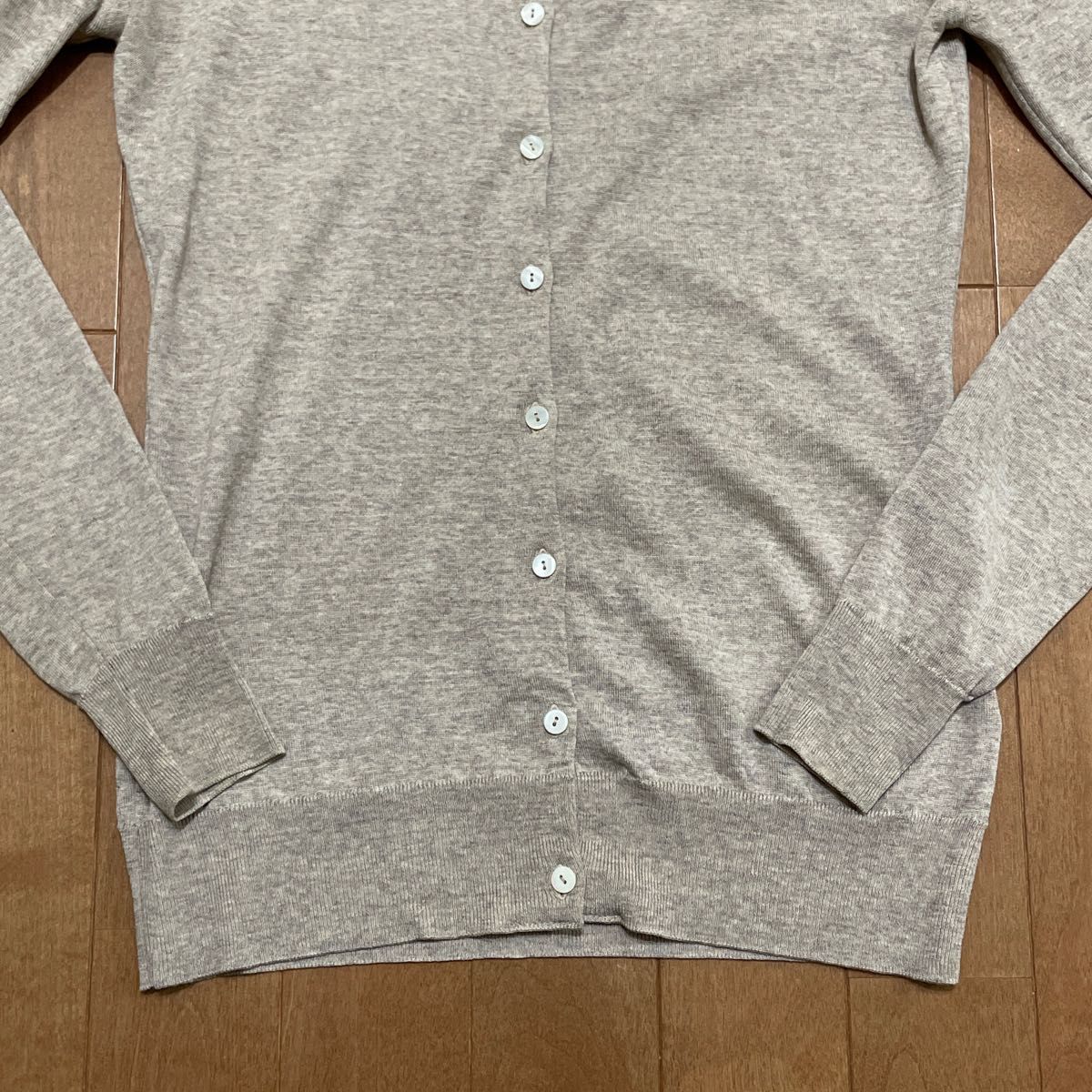 JOHN SMEDLEY ジョンスメドレー メリノウール クルーネックハイゲージニットカーディガン S ベージュ