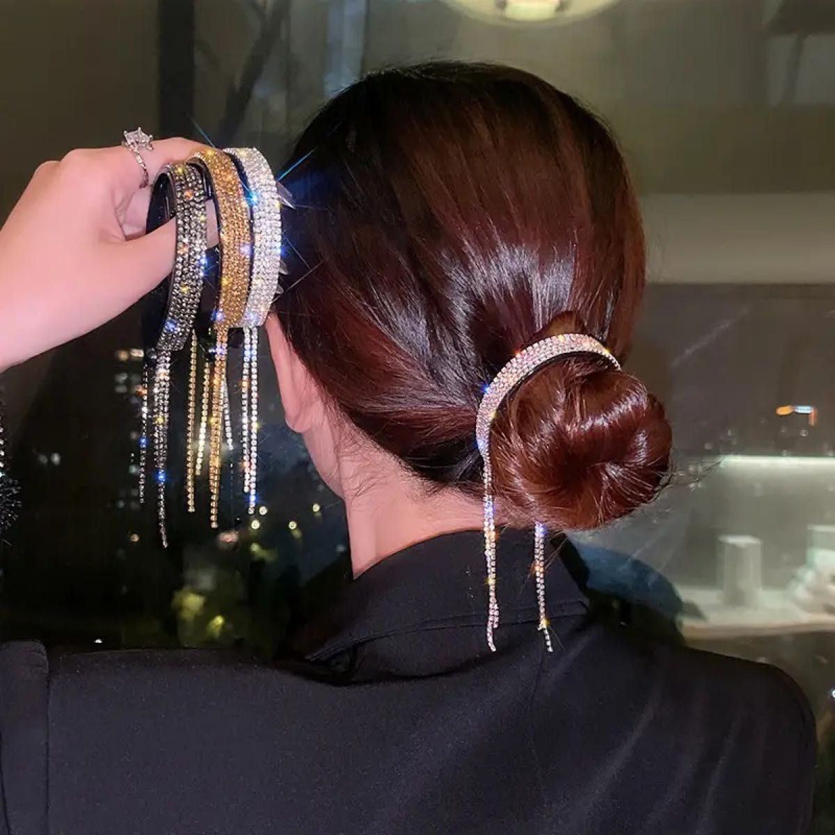 韓国ラインストーンタッセルパールヘア爪おだんごヘアクリップカニ女性バレッタポニーテールホルダーヘアピンファッションヘアアクセサリー