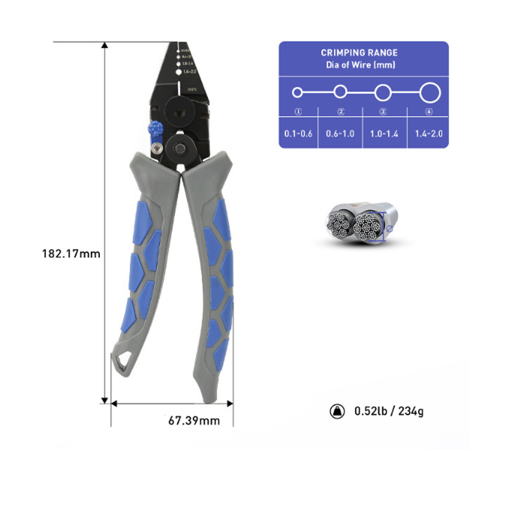 ハンドプレッサー ブルー 圧着工具 ワイヤーカッター ステンレス製 2N～5N対応 圧着ペンチ フィッシングスケール_画像2