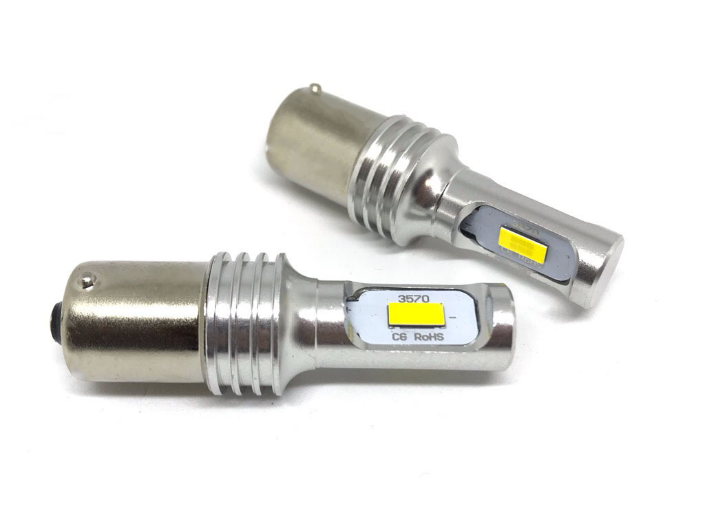 12V 24V LED S25 Bau15s シングル 3570smd イエロー 黄色 3000k ピン角150° 無極性_画像2