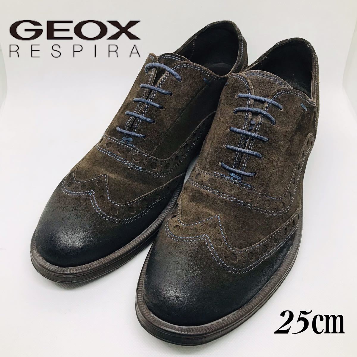 GEOX ダークブラウン ウイングチップ カジュアルシューズ ㎝